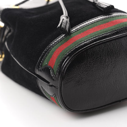 Gucci Suede Patent Web Small Ophidia Bucket Bag Black 6 of 10