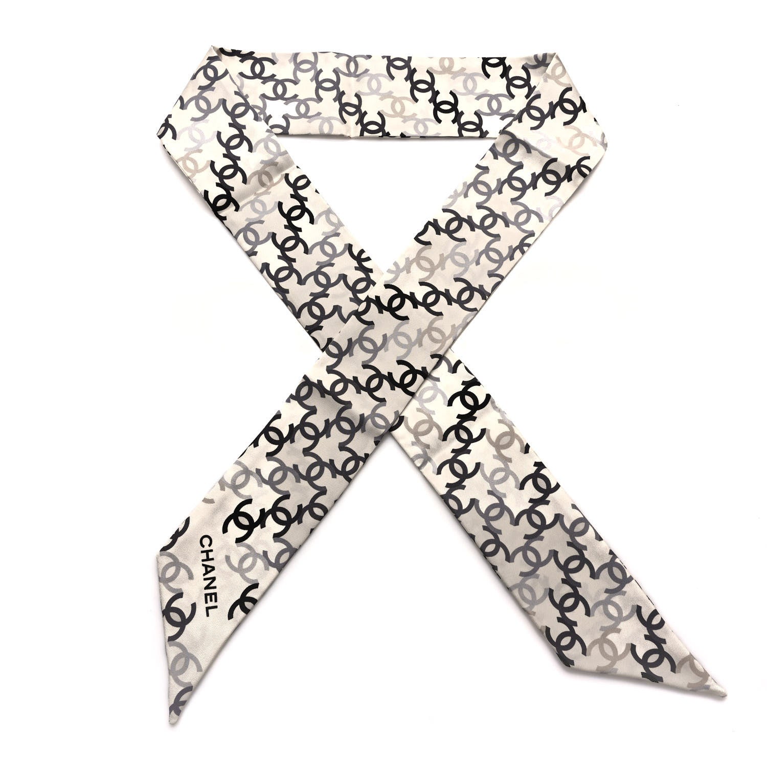 Chanel Silk CC Slim Bandeau Scarf Ecru Multicolor 1 of 4