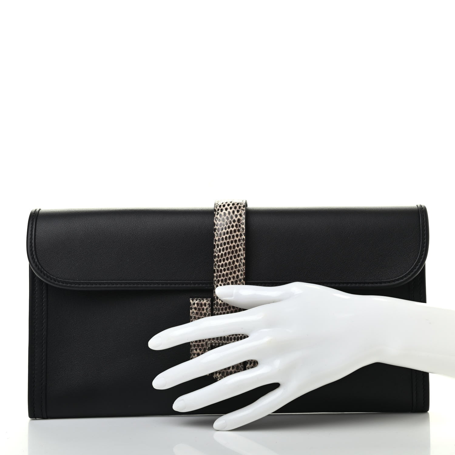 Hermes Swift Lizard Jige Elan Touch 29 Clutch Black Ombre 2 of 8