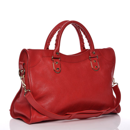 Balenciaga Chevre Gold Metallic Edge Hardware City Rouge Grenade 4 of 11