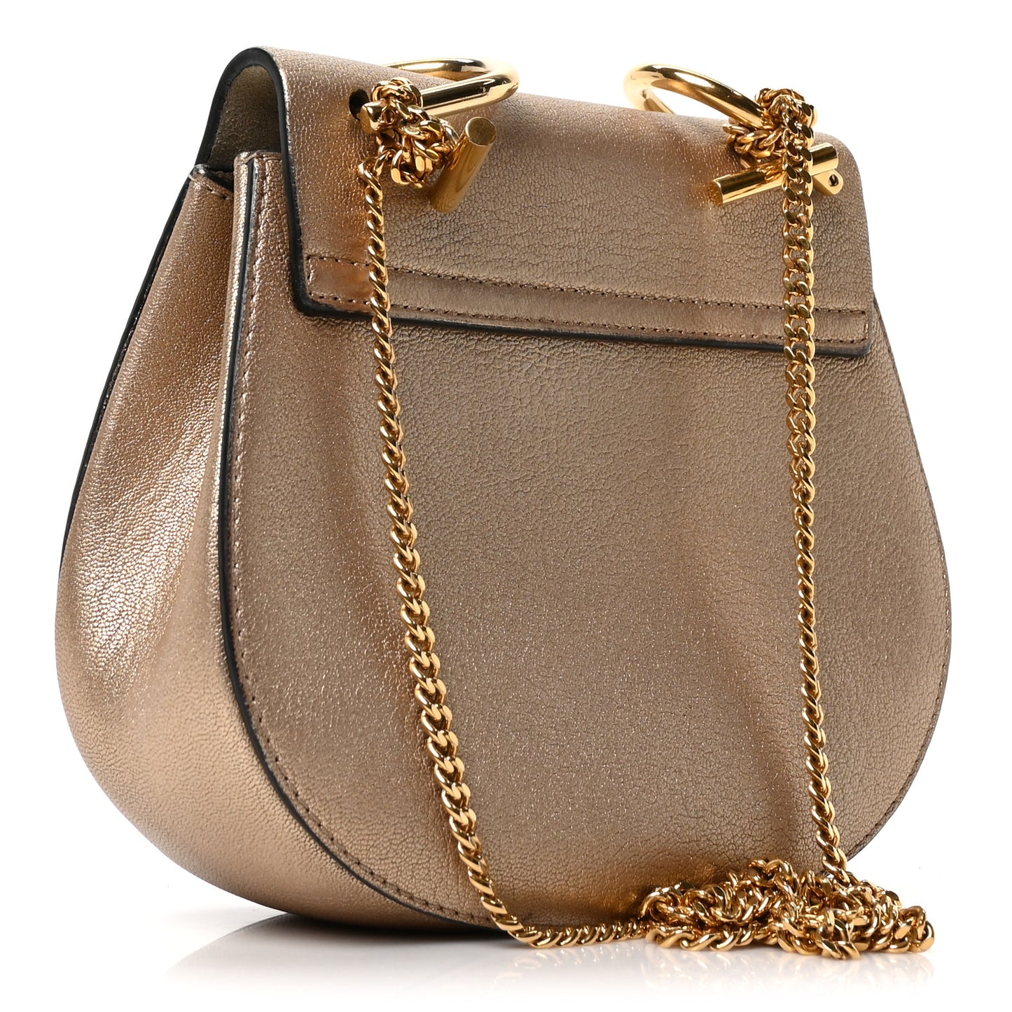 Metallic Grained Goatskin Nano Drew Shoulder Bag  Abstract Gold