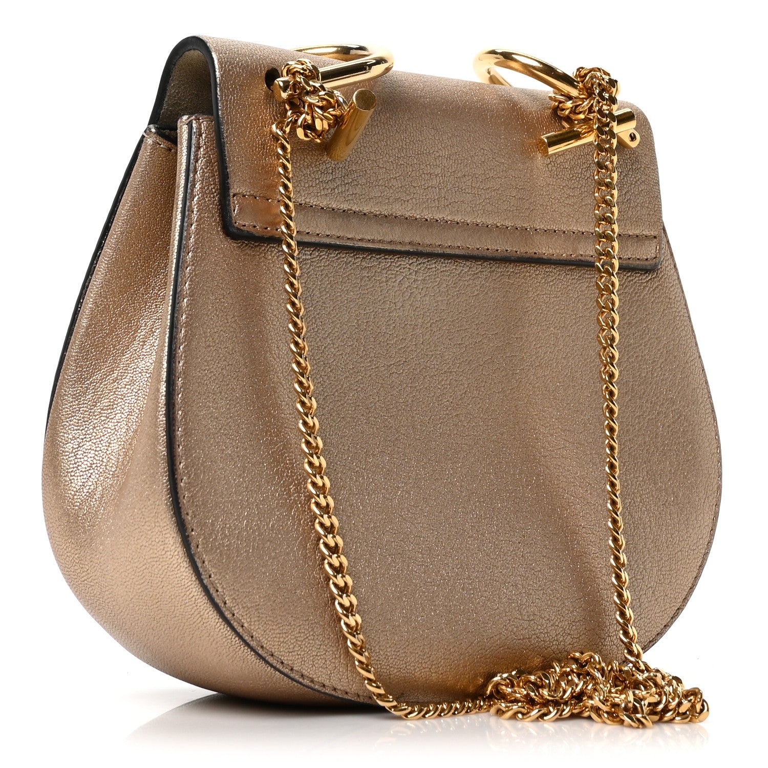Chloe Metallic Grained Goatskin Nano Drew Shoulder Bag  Abstract Gold 3 of 9