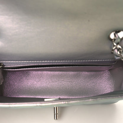 Chanel Iridescent Calfskin Quilted Mini Rectangular Flap Light Purple 5 of 10