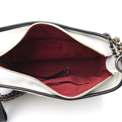 Chanel Aged Calfskin Quilted Medium Gabrielle Hobo Black White 5 of 10