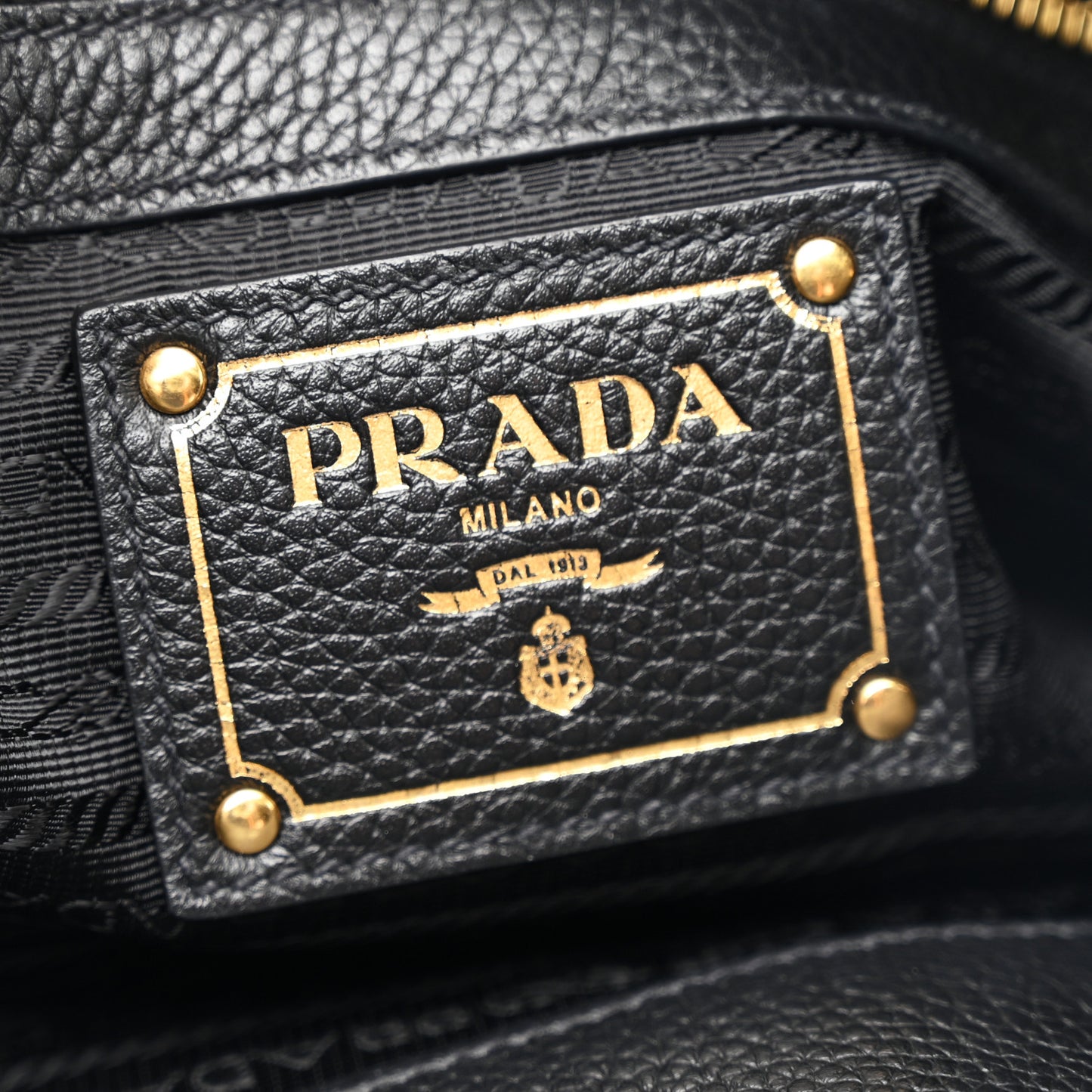 Vitello Phenix Embossed Logo Hobo Black