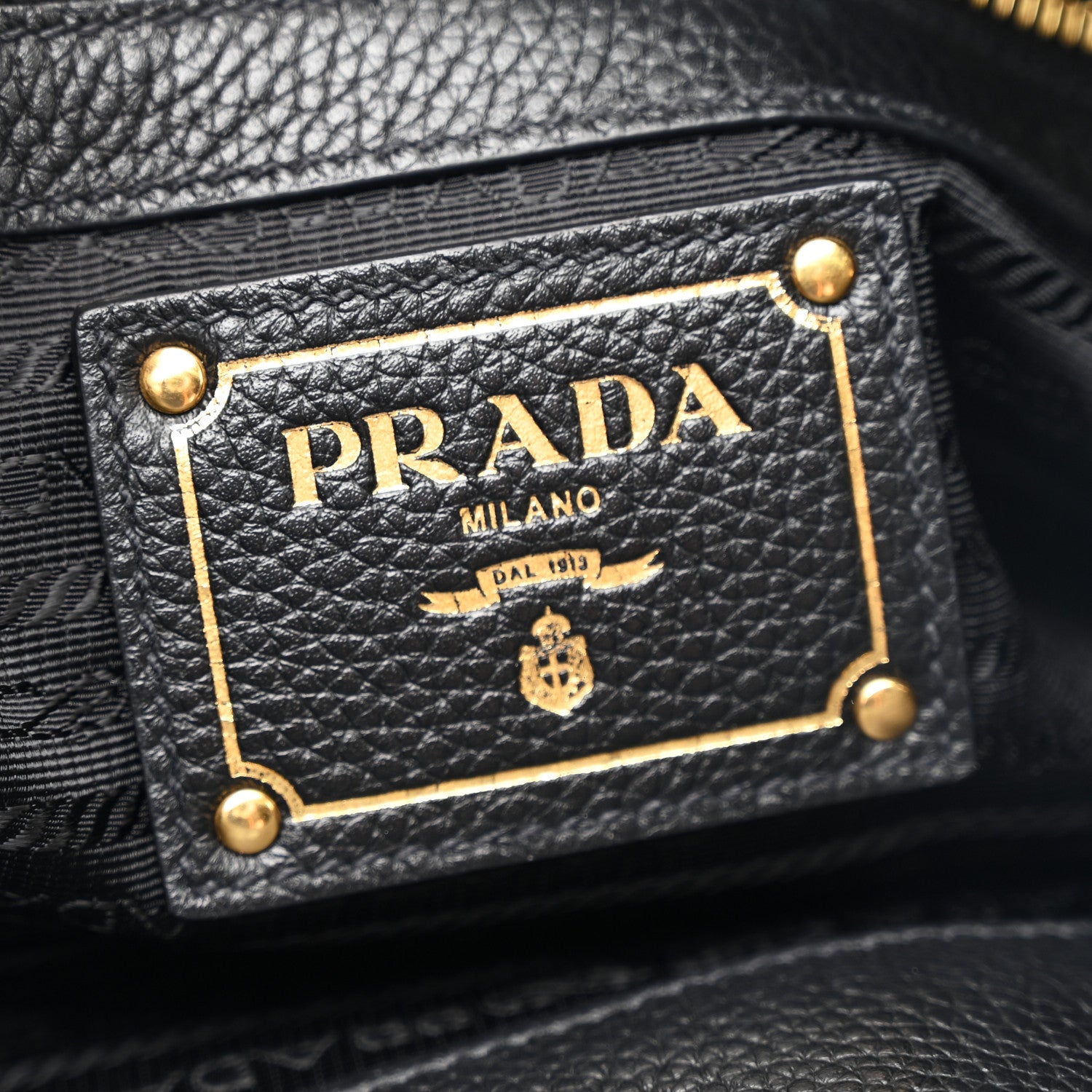 Prada Vitello Phenix Embossed Logo Hobo Black 6 of 10
