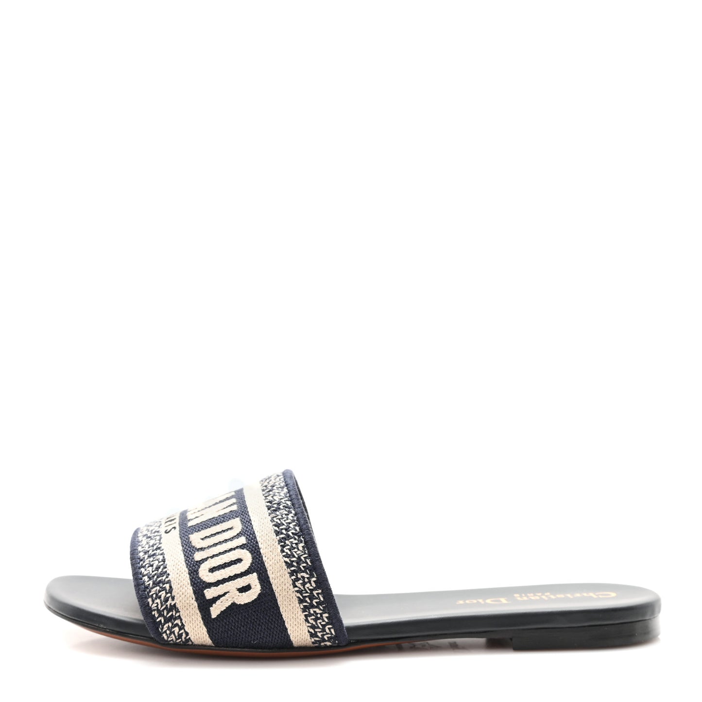 Canvas Embroidered Dway Mules Slide Sandals 36.5 Deep Blue