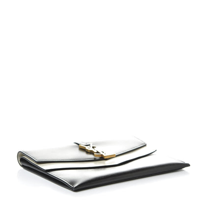 Saint Laurent Smooth Calfskin Monogram Sulpice Clutch Black White 4 of 9