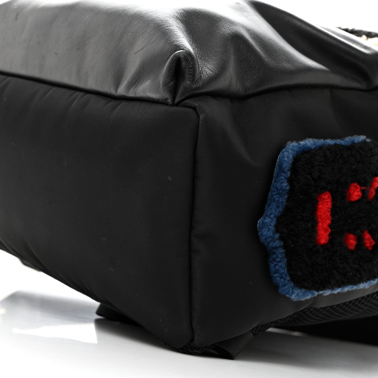 Fendi Nylon Calfskin Shearling Emoticon Backpack Black 10 of 11