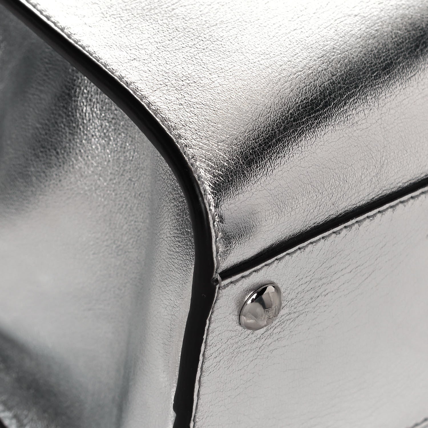 Fendi Vitello Catalan Mirror Medium Peekaboo Iconic Satchel Argento 9 of 14