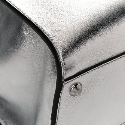 Fendi Vitello Catalan Mirror Medium Peekaboo Iconic Satchel Argento 9 of 14
