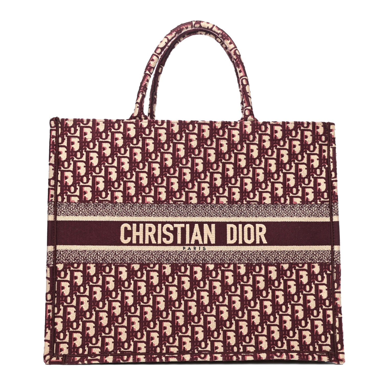 Christian Dior Oblique Large Book Tote Burgundy Multicolor 1 of 9