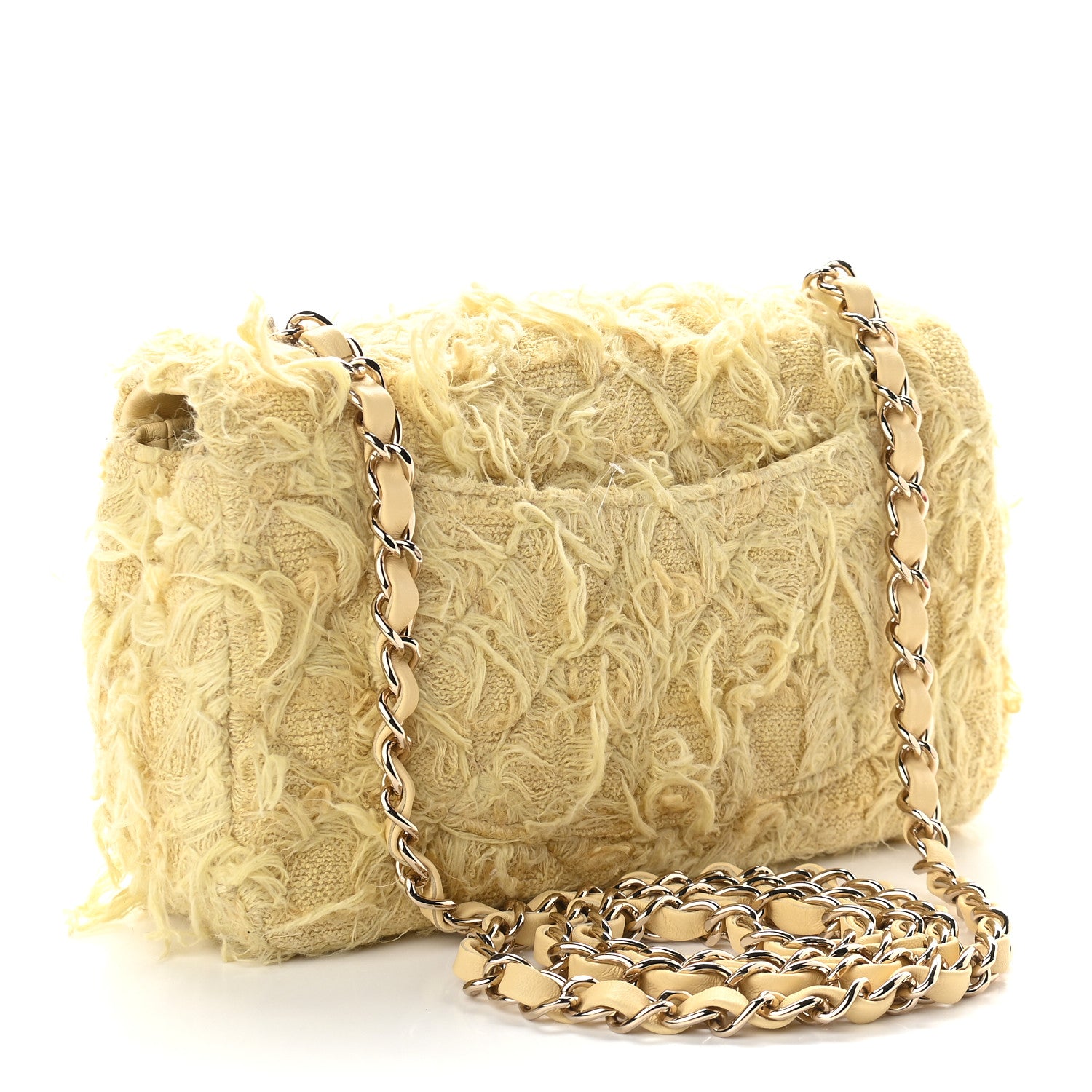 Chanel Tweed Quilted Mini Rectangular Flap Yellow 4 of 17