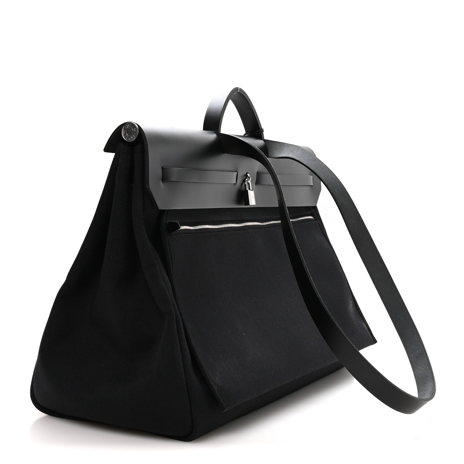 Hermes Military Toile Vache Hunter Herbag Cabin Zip Retourne 50 Black 3 of 10
