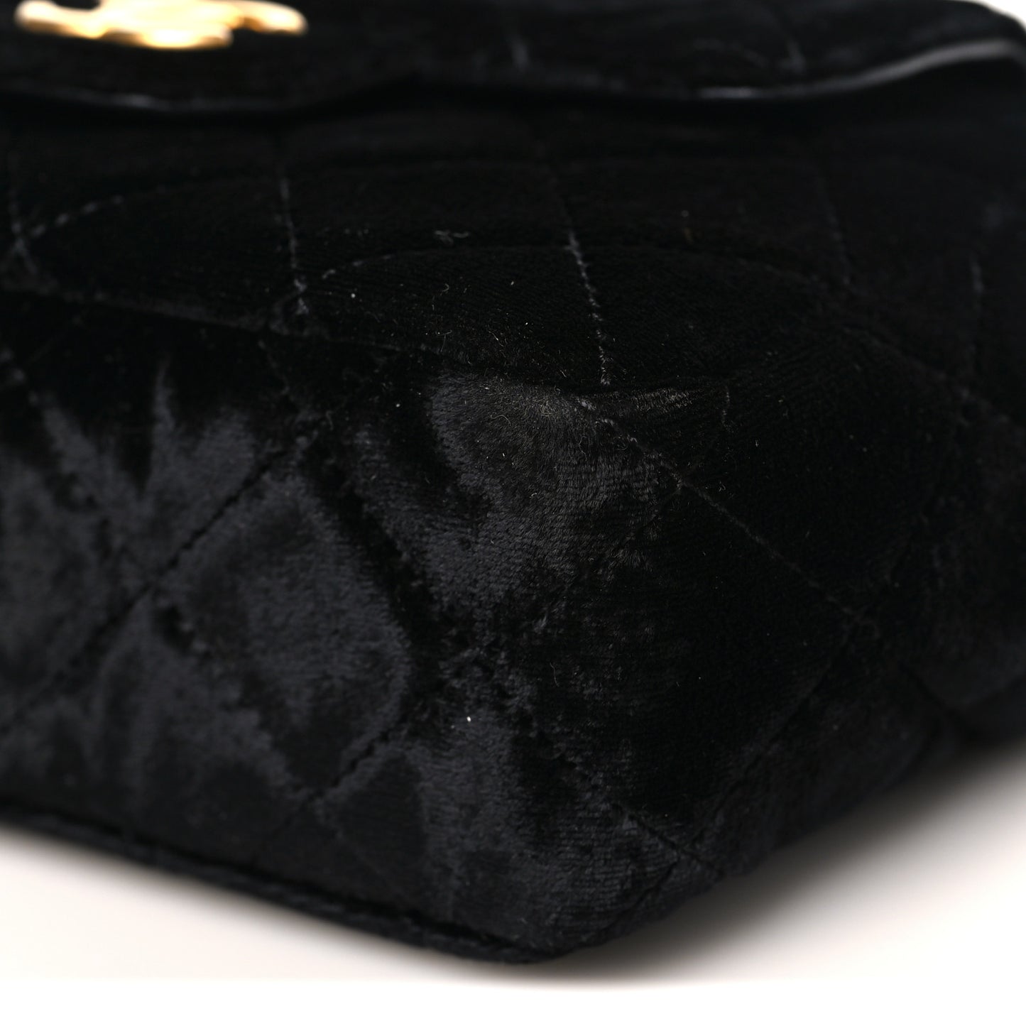 Velvet Quilted Small Wavy CC Hobo Black