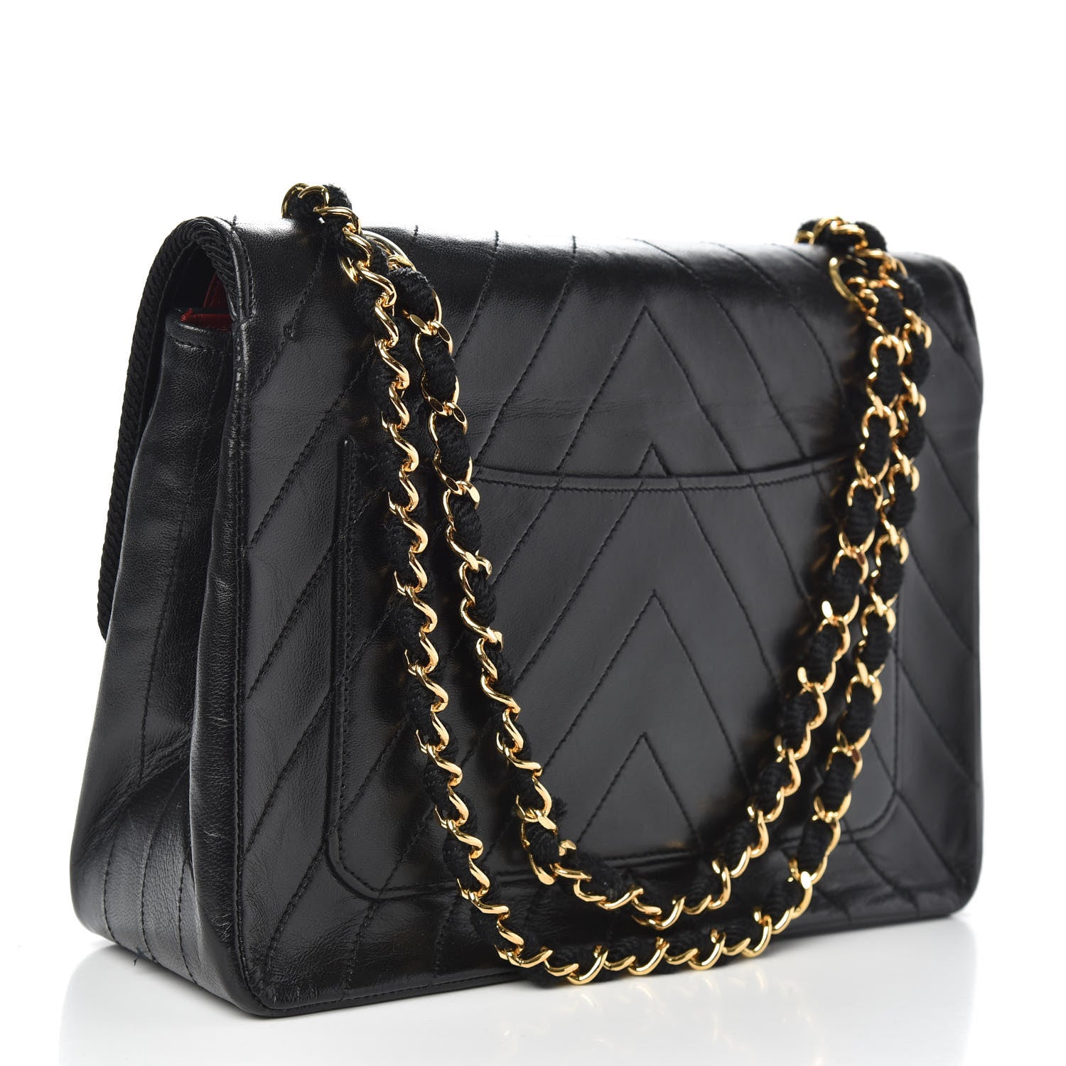Chanel Lambskin Chevron Quilted Medium Single Flap Black 3 of 11