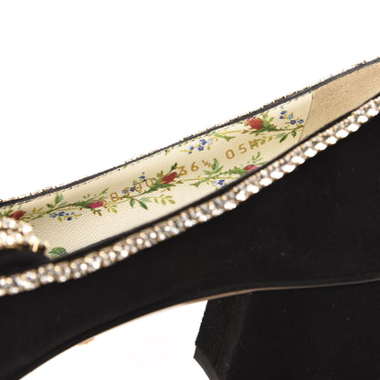 Gucci Kid Scamosciato Crystal GG Marmont Fringe 50mm Loafer Pumps 36.5 Black 8 of 8