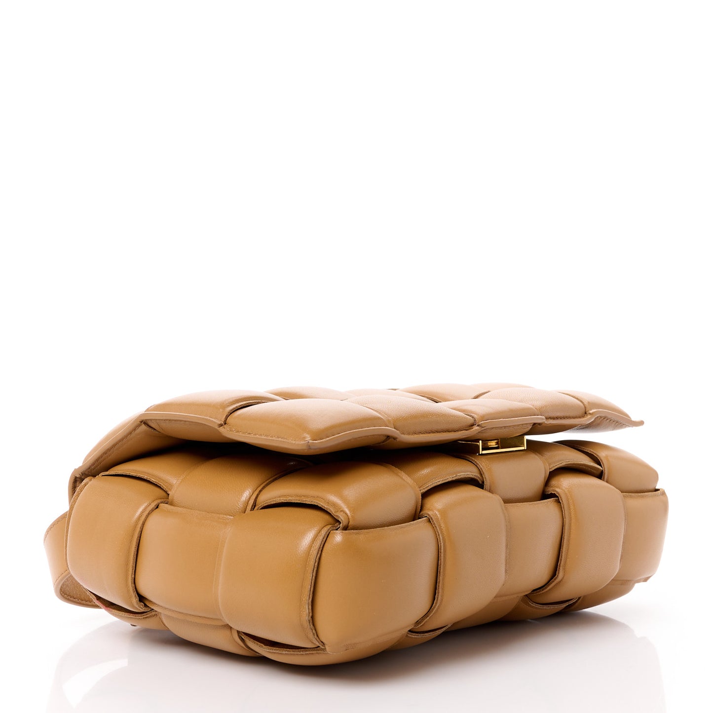 Nappa Maxi Intreccio Padded Cassette Crossbody Bag Caramel