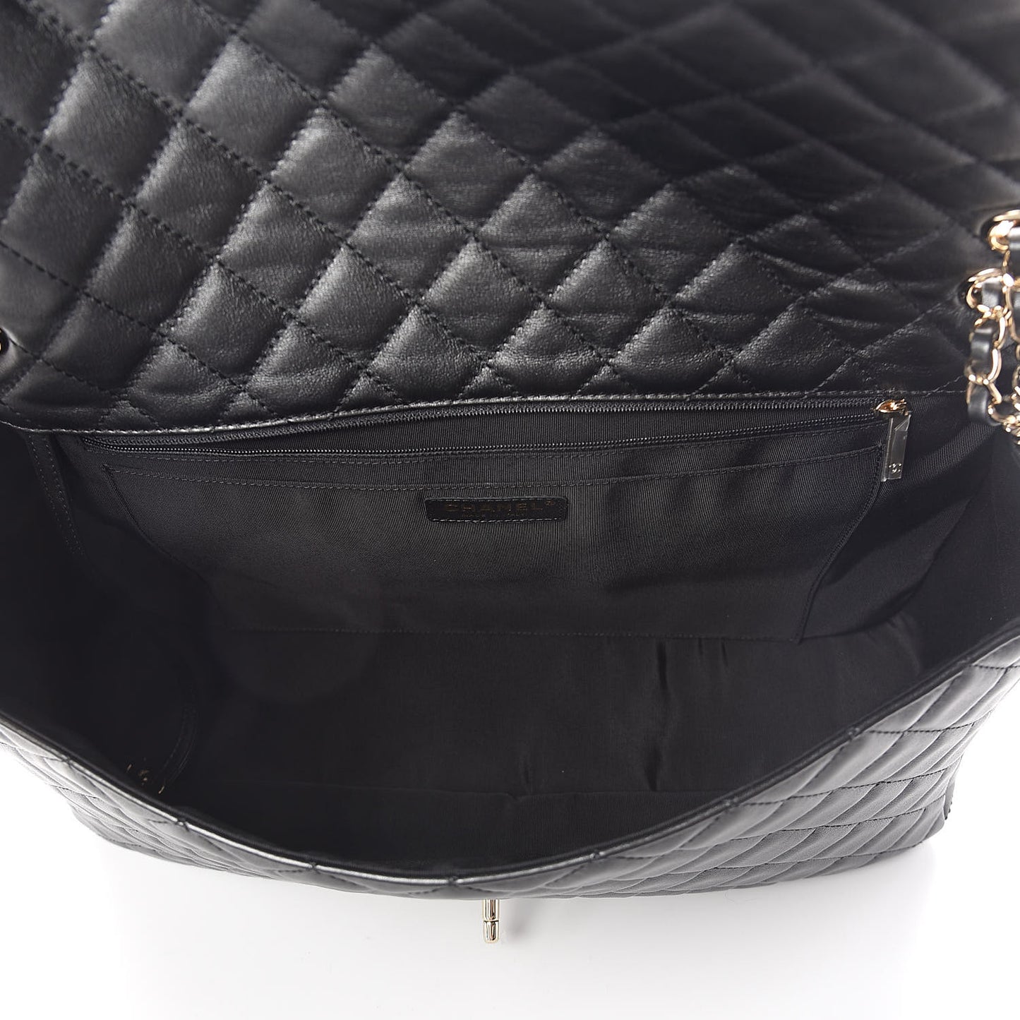 Metallized Calfskin Quilted Small XXL Travel Flap Bag Black
