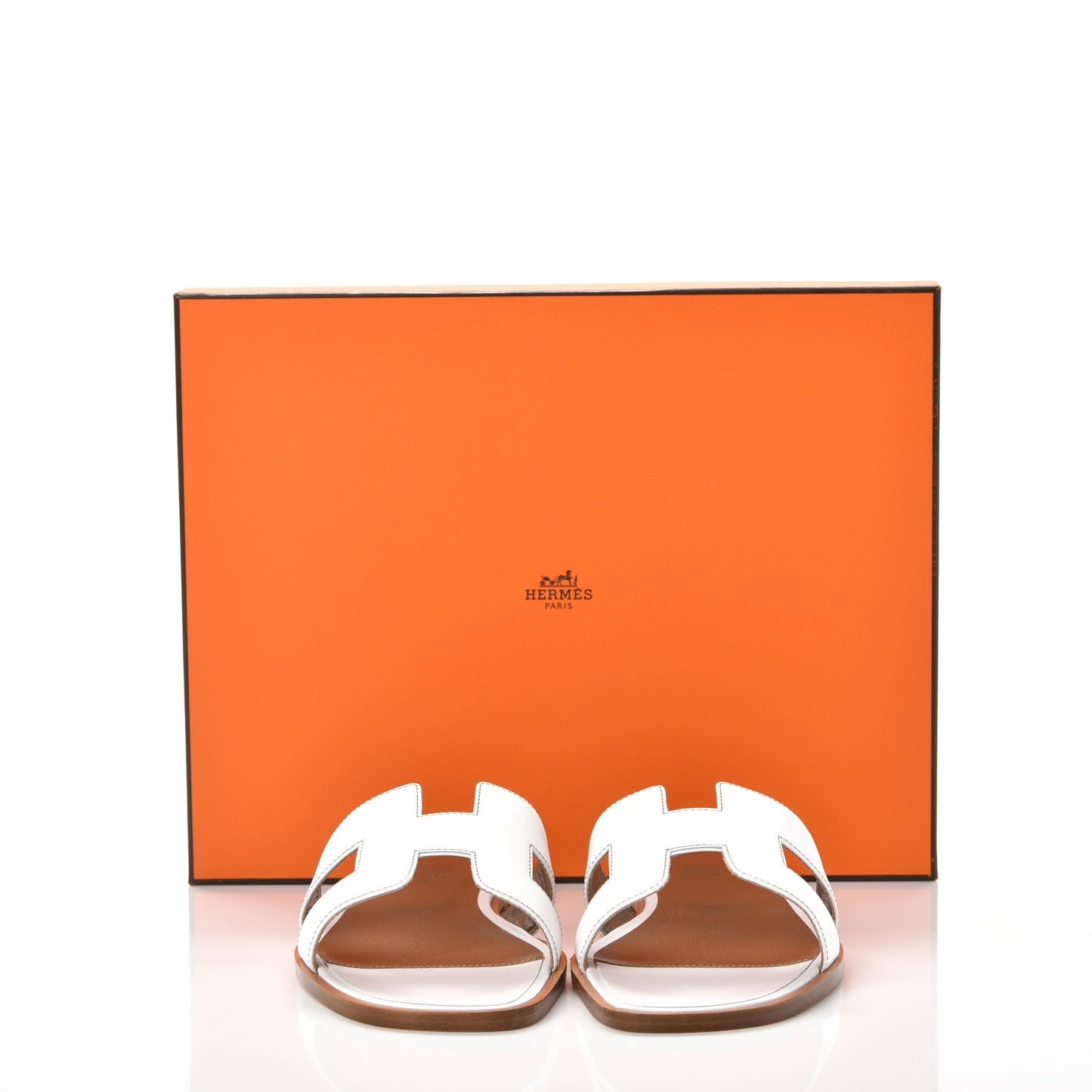 Box Calfskin Oran Sandals 38 White