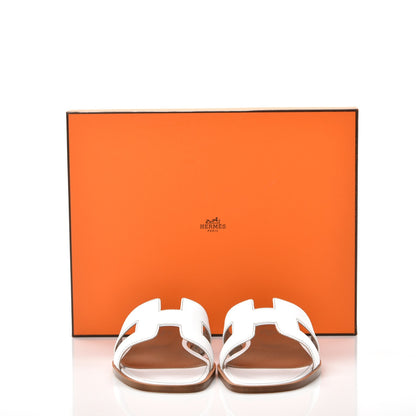 Hermes Box Calfskin Oran Sandals 38 White 9 of 9