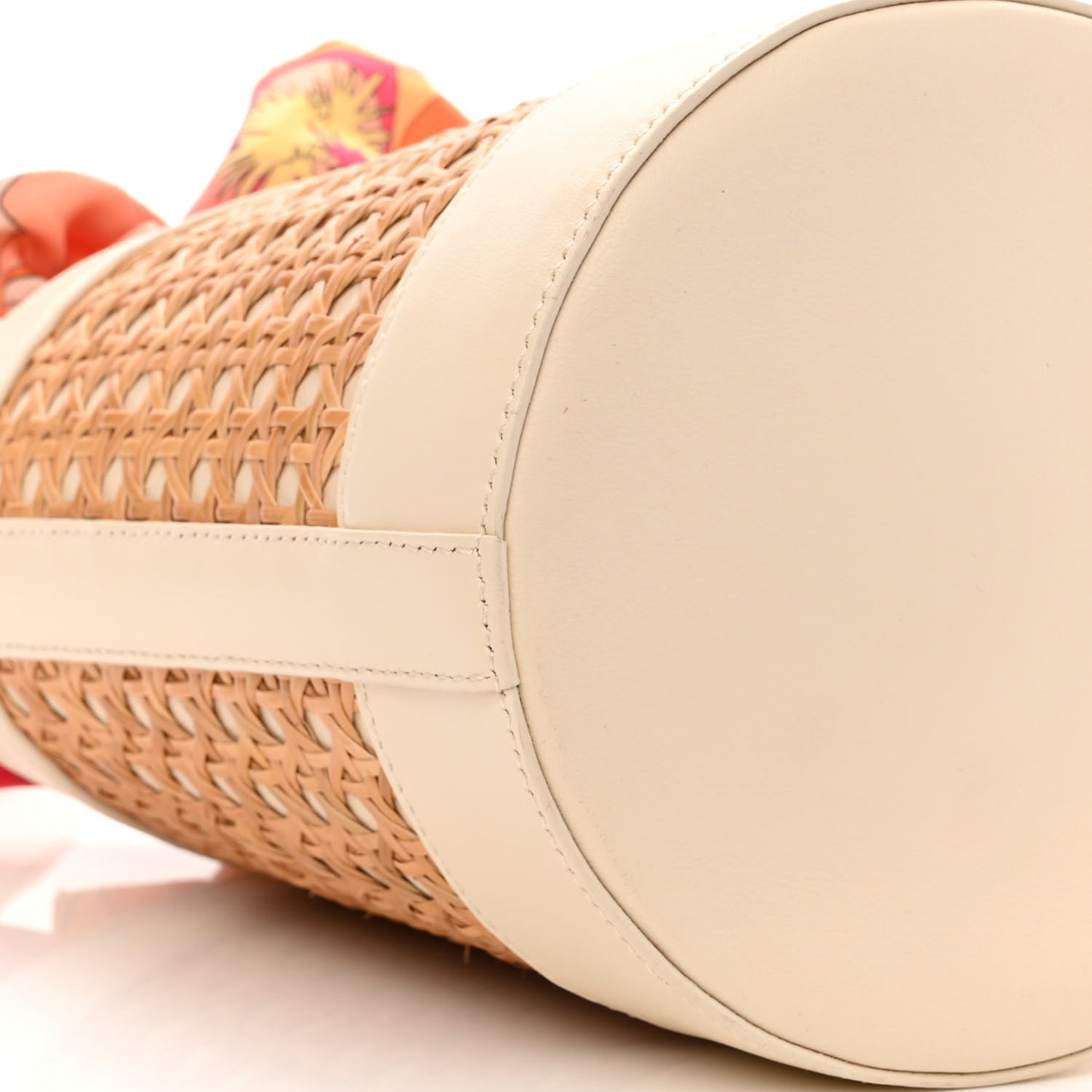 Vienna Straw Calfskin Satin Medium Serpenti Forever Bucket Bag Ivory Opal Beetroot Spinel Fuchsia