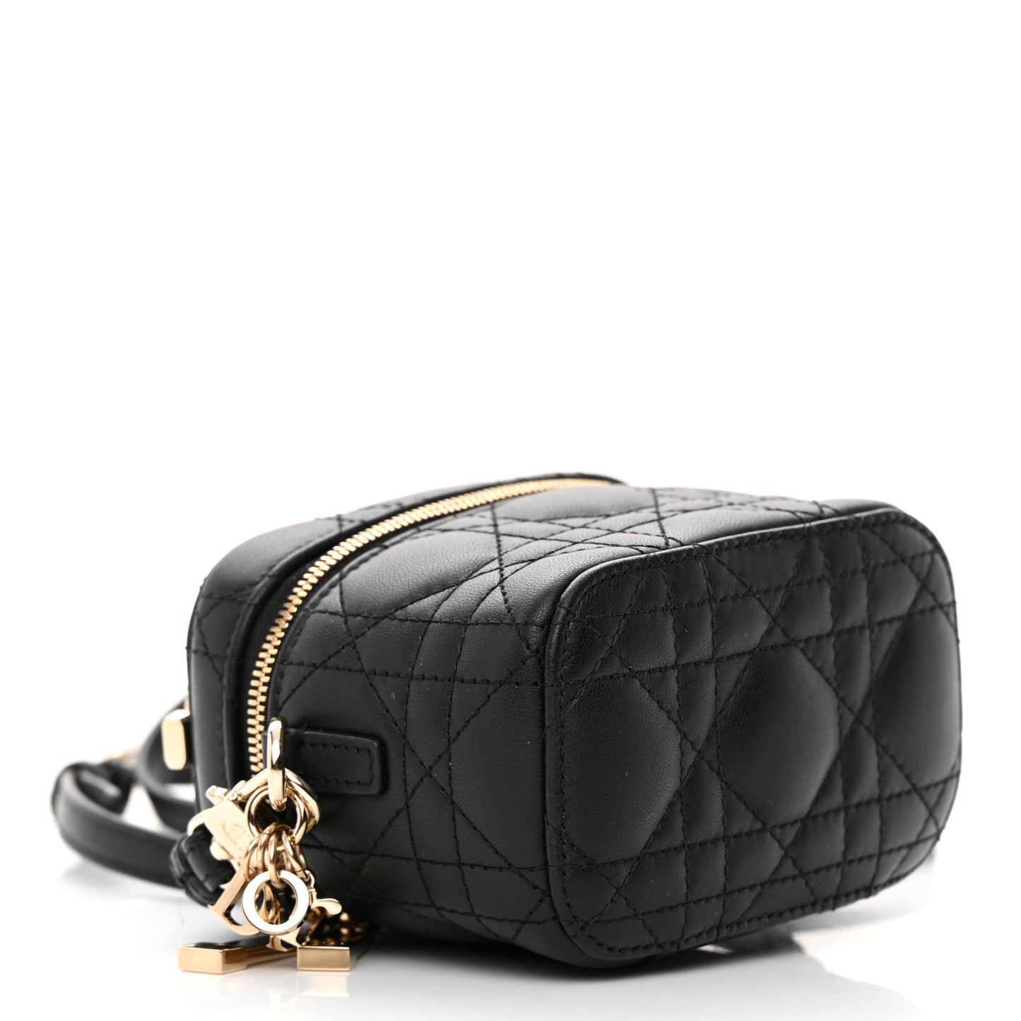 Lambskin Cannage Micro Lady Dior Vanity Case Black