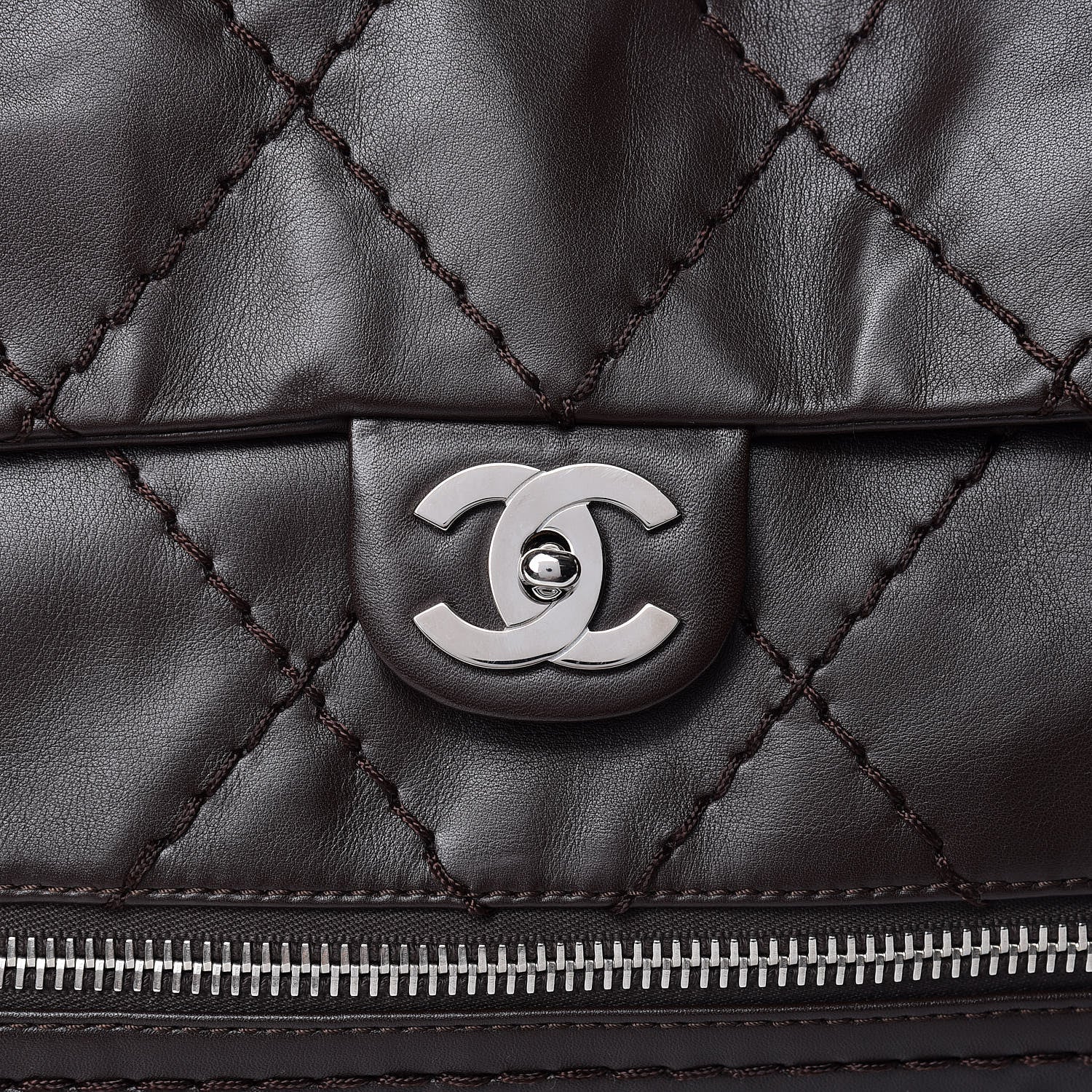 Chanel Calfskin Large Expandable Flap Bag Brown 11 of 11