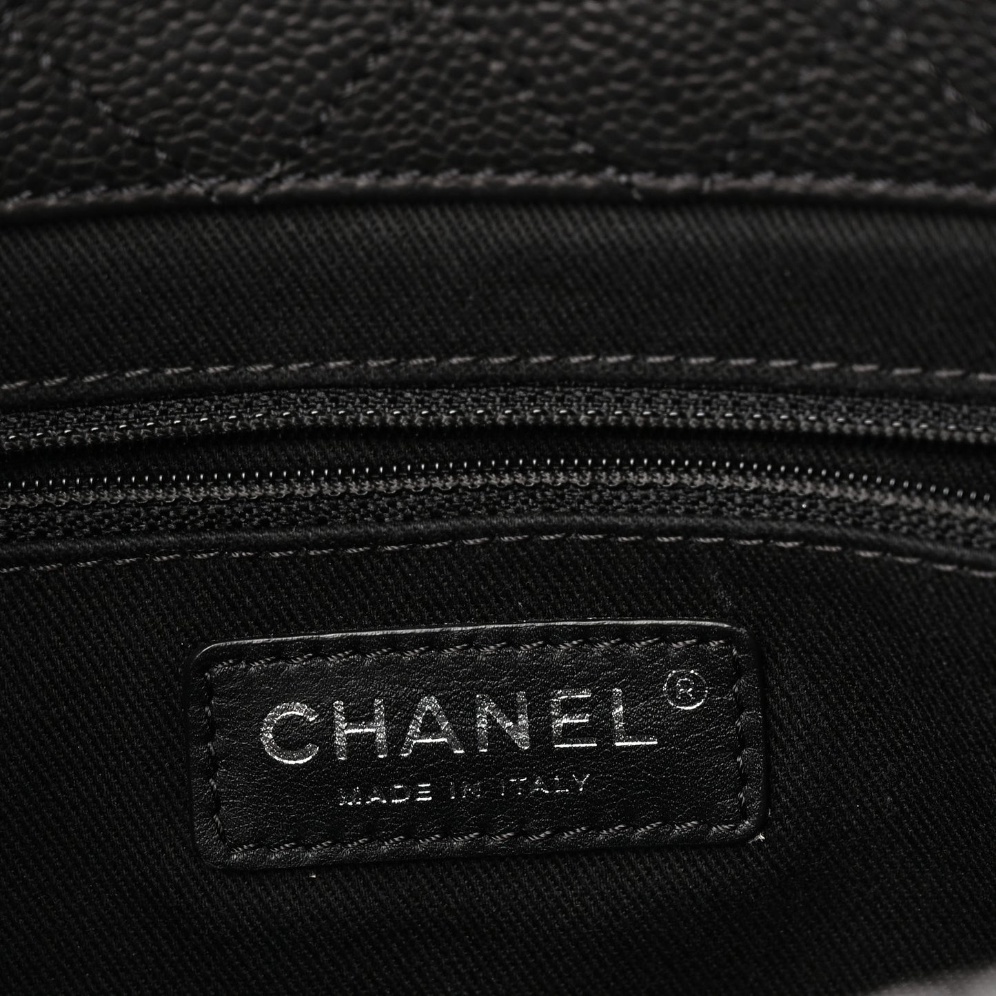 Caviar Quilted Shopping Tote Black