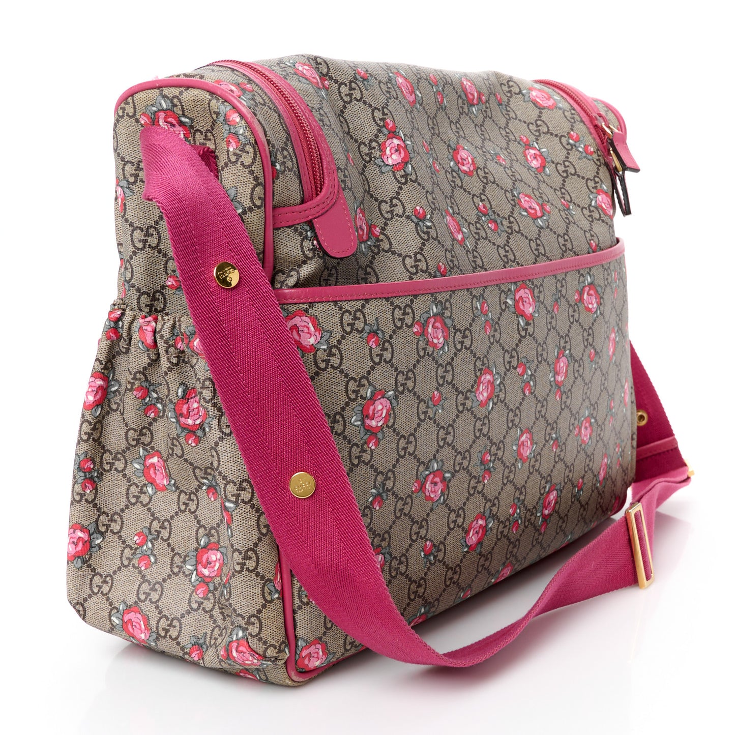 GG Supreme Monogram Rose Bud Diaper Bag Pink