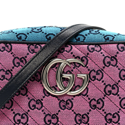 Gucci Monogram Multicolor Matelasse Diagonal Small GG Marmont Chain Shoulder Bag Pink Blue Green Red Light Blue 9 of 12