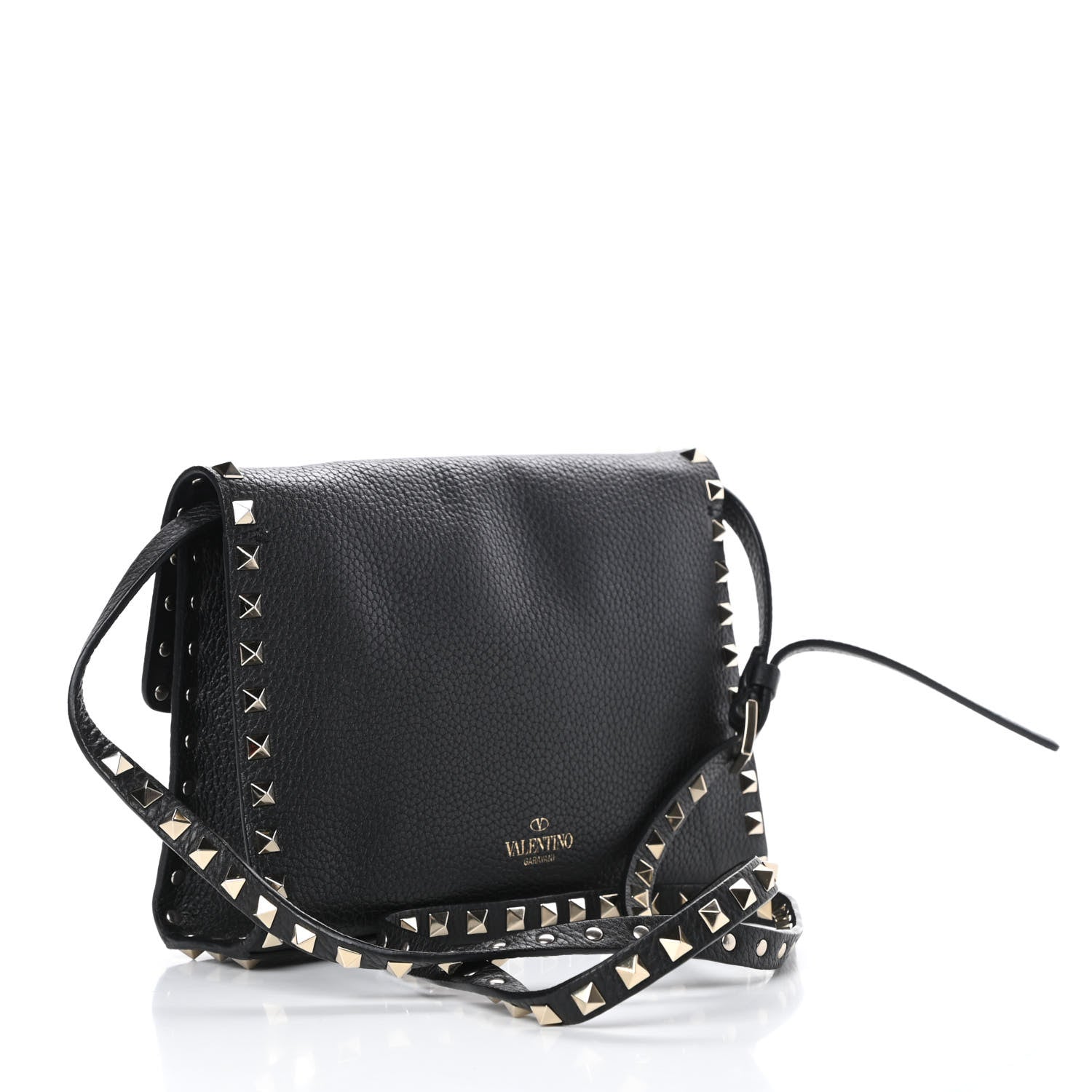 Valentino Garavani Pebbled Calfskin Medium Rockstud Flip Lock Crossbody Bag Black 3 of 10