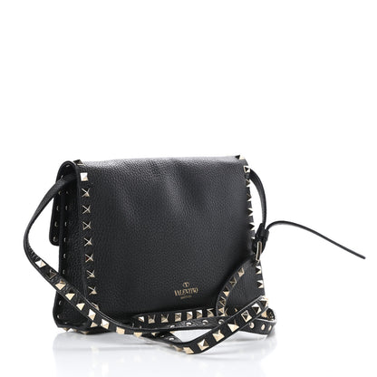 Valentino Garavani Pebbled Calfskin Medium Rockstud Flip Lock Crossbody Bag Black 3 of 10