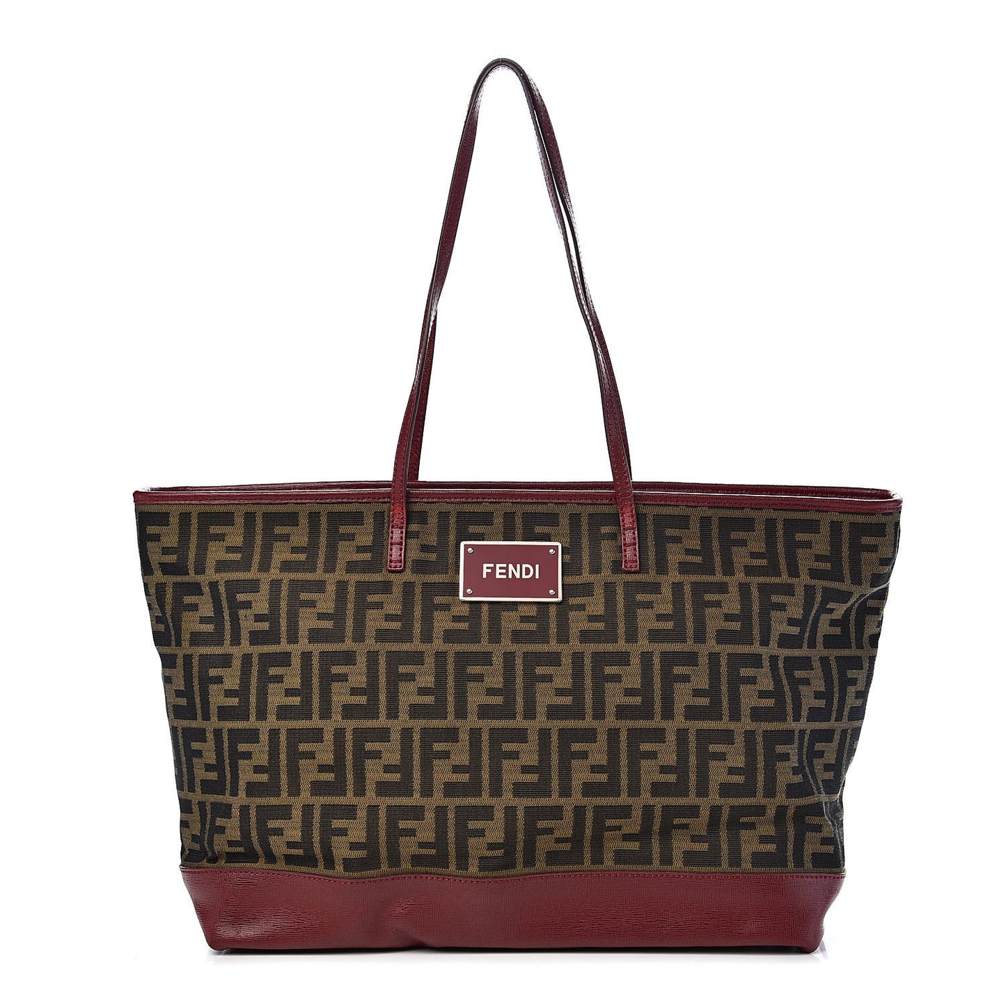 Zucca Vitello Elite Medium Roll Tote Tobacco Rosso Scuro