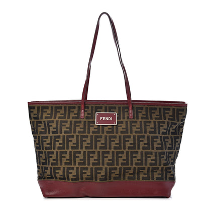Fendi Zucca Vitello Elite Medium Roll Tote Tobacco Rosso Scuro 1 of 13