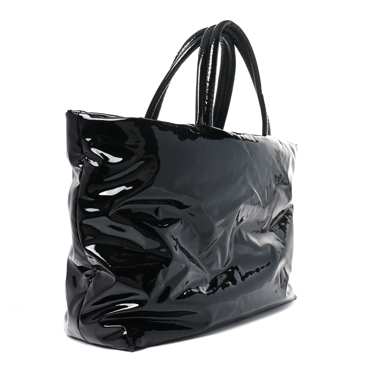 Saint Laurent Patent Wide Puffer Maxi Tote Black 3 of 9