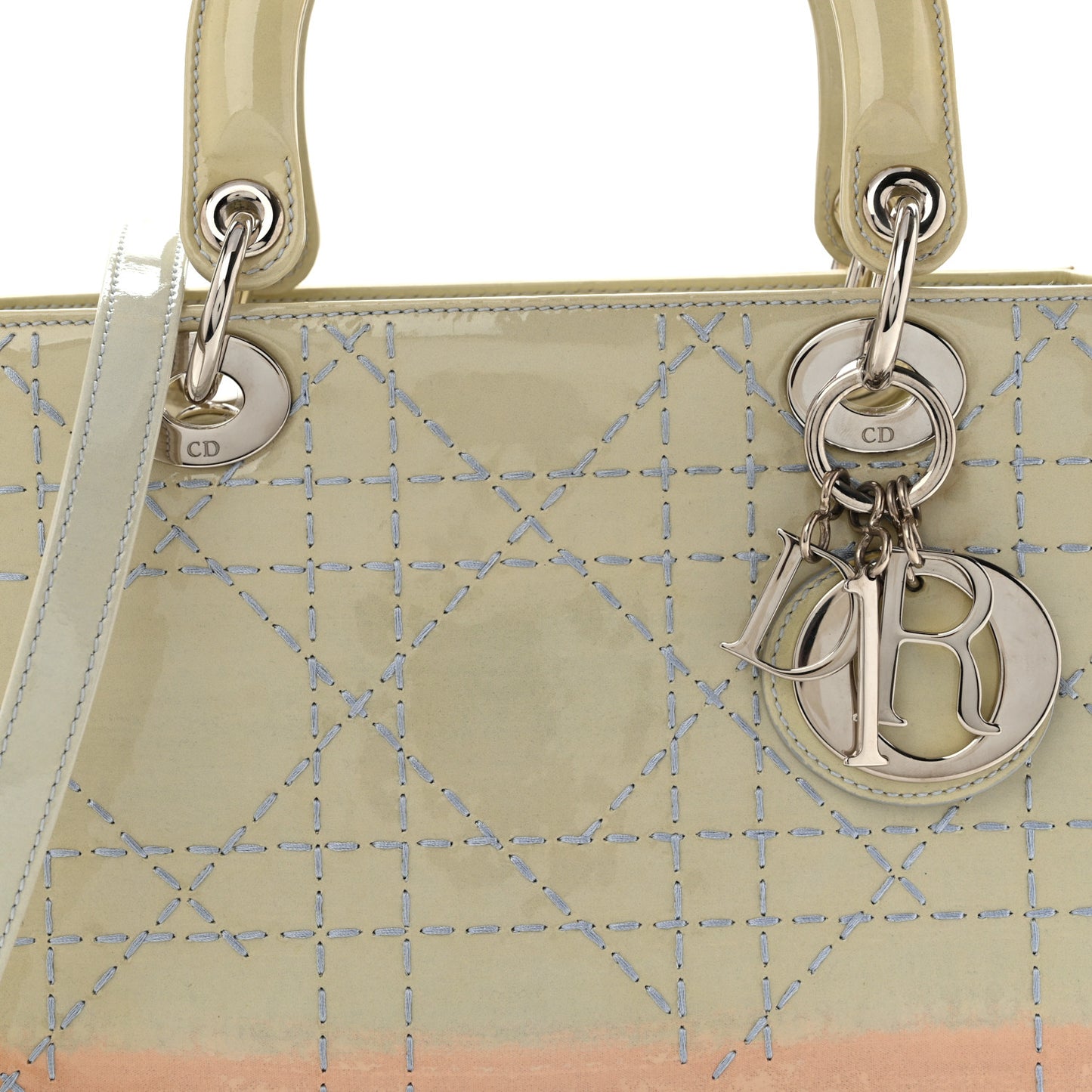Patent Cannage Gradient Medium Lady Dior Blue Coral
