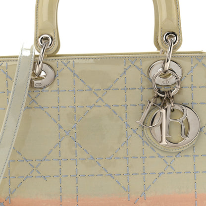 Christian Dior Patent Cannage Gradient Medium Lady Dior Blue Coral 8 of 14