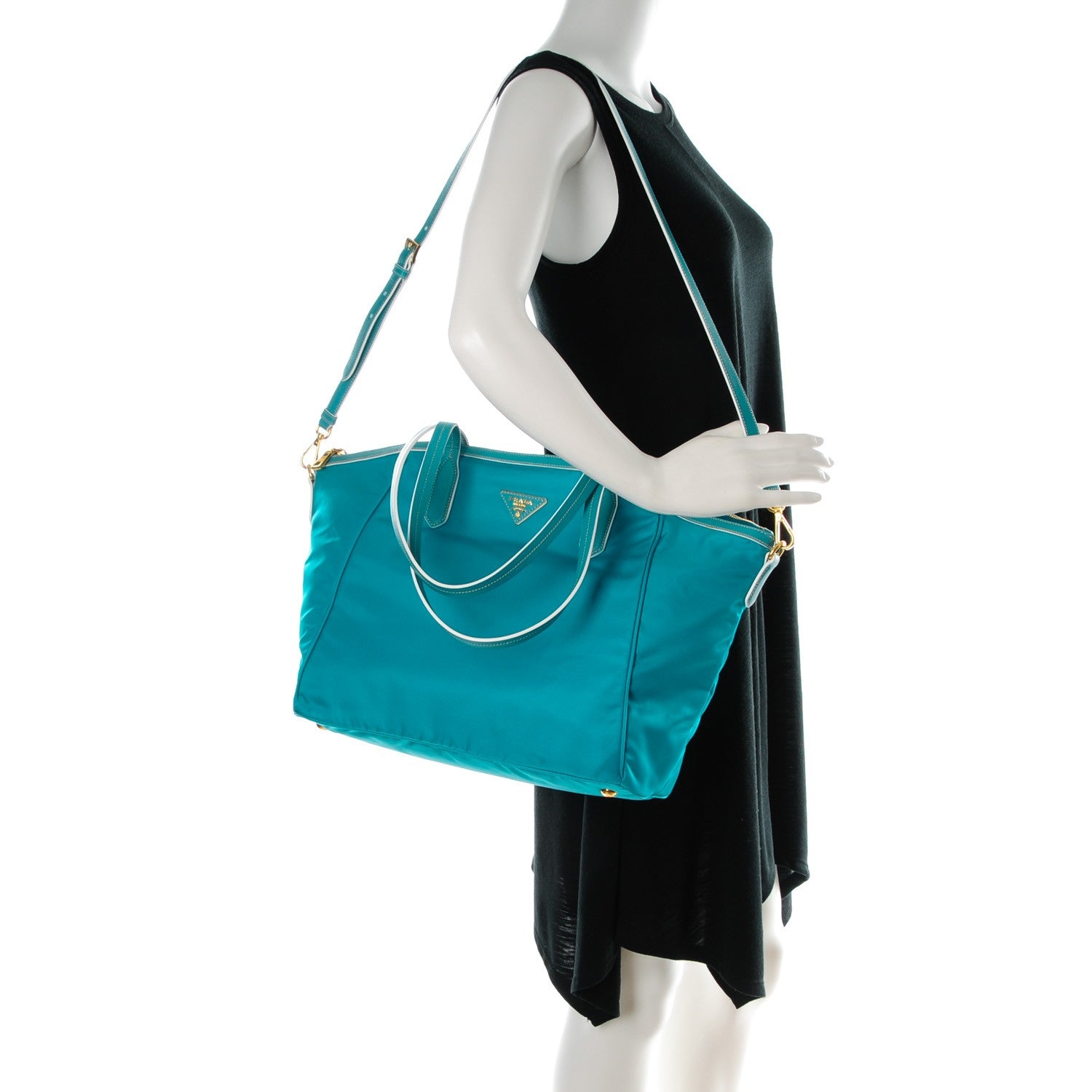 Prada Tessuto Nylon Saffiano Tote Turchese 2 of 11