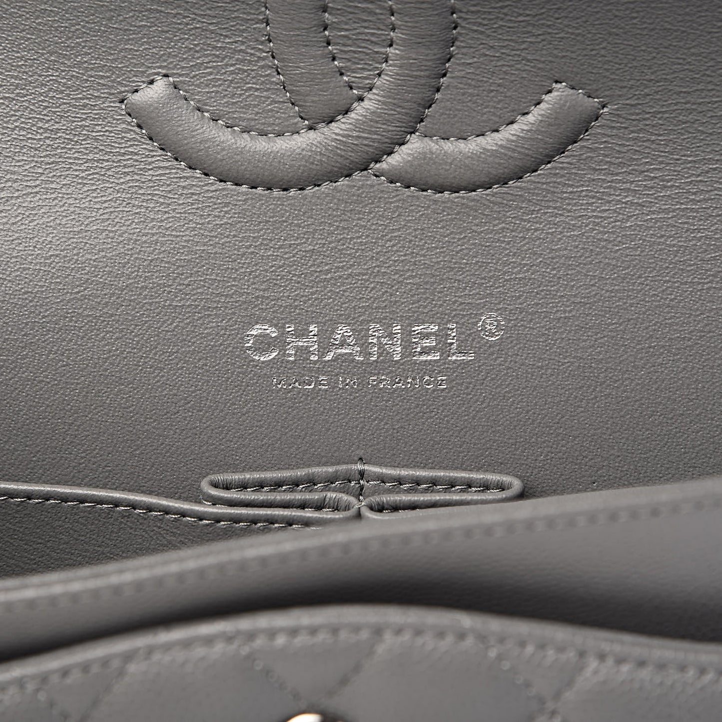 Caviar Quilted Medium Double Flap Grey