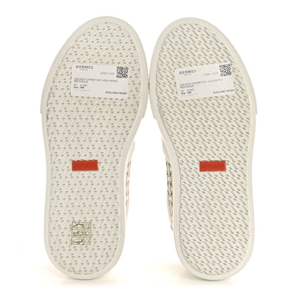 Hermes Calfskin Perforated Mosaic Day Sneakers 36 White 6 of 9