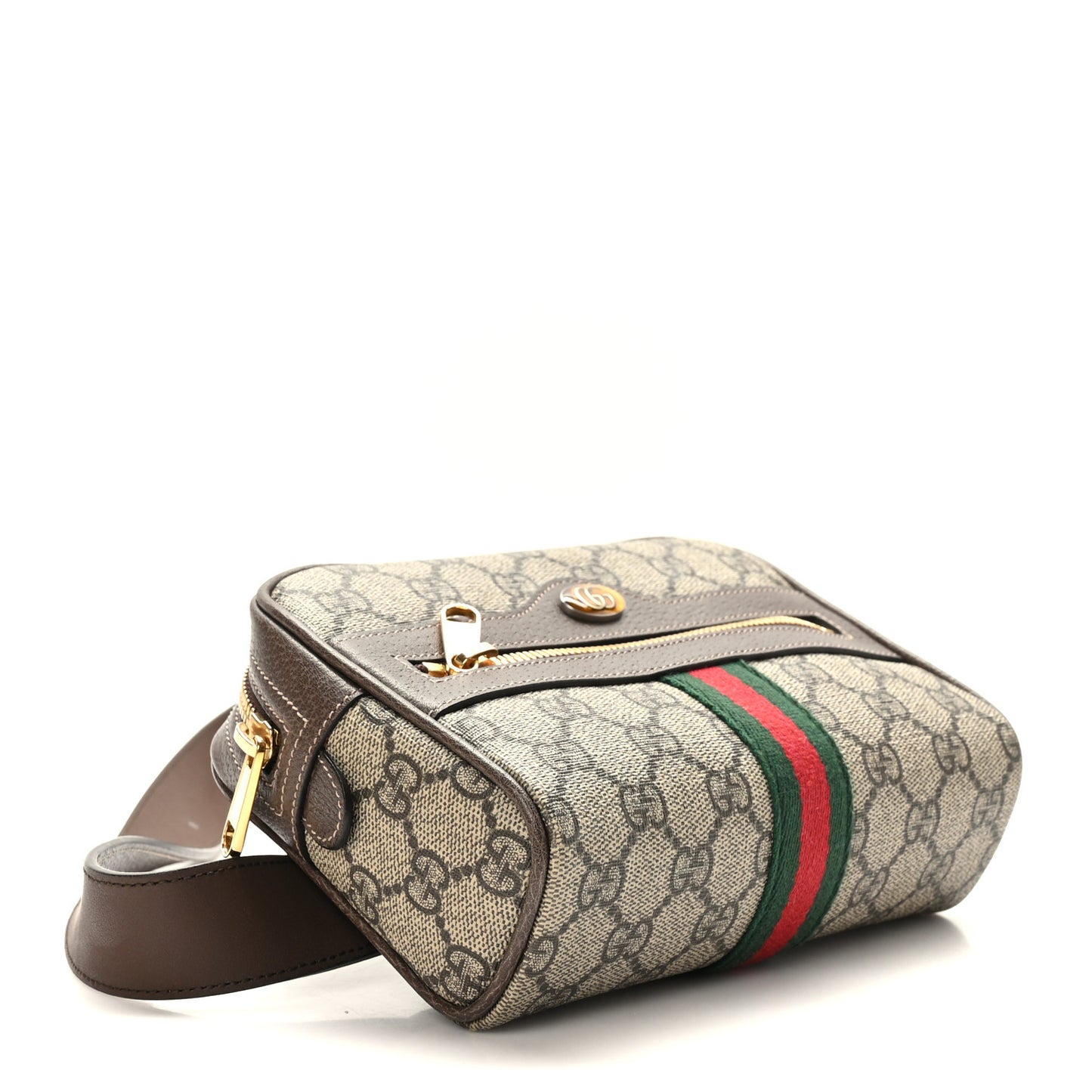 GG Supreme Monogram Web Small Ophidia Belt Bag 95 38 Dark Brown