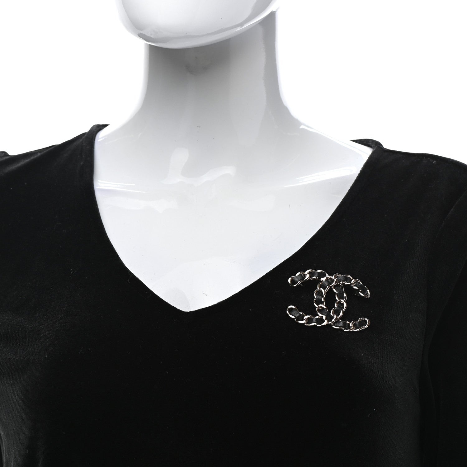 Chanel Lambskin Chain CC Brooch Black Gold 3 of 10