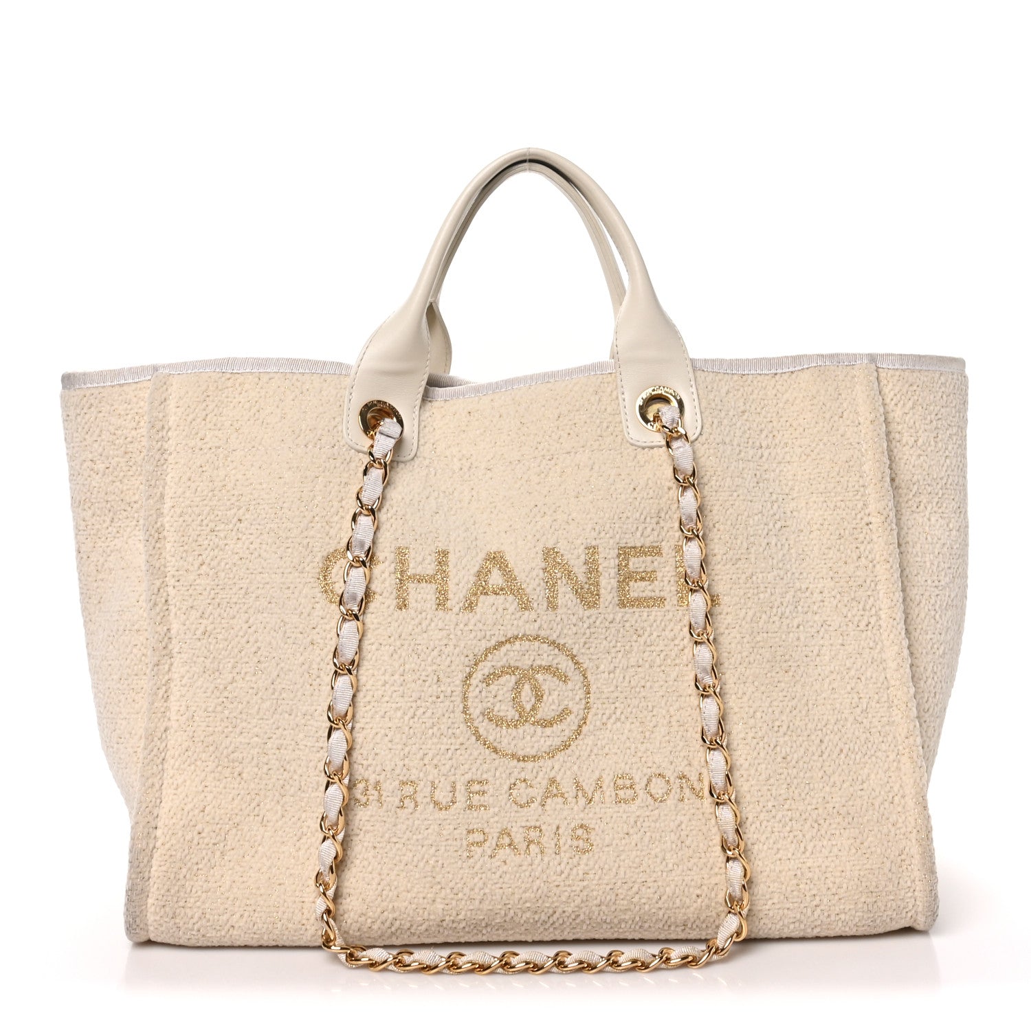 Chanel Canvas Large Deauville Tote White 1 of 10