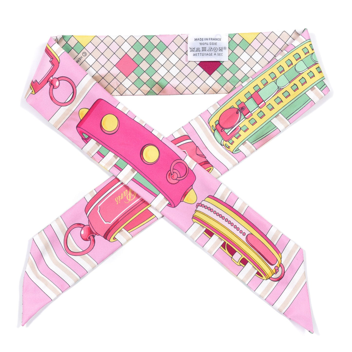 Silk Colliers De Chiens Remix Twilly Rose Vert Jaune