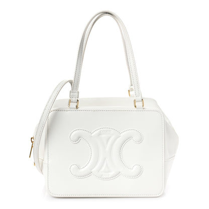 Celine Smooth Calfskin Cuir Triomphe Folded Cube Bag Arctic White 1 of 8