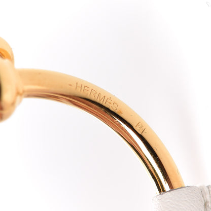 Hermes Swift Loop Earrings Gold White 3 of 5