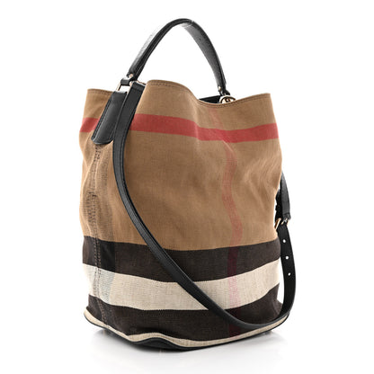 Burberry Canvas Mega Check Medium Ashby Hobo Black 4 of 25