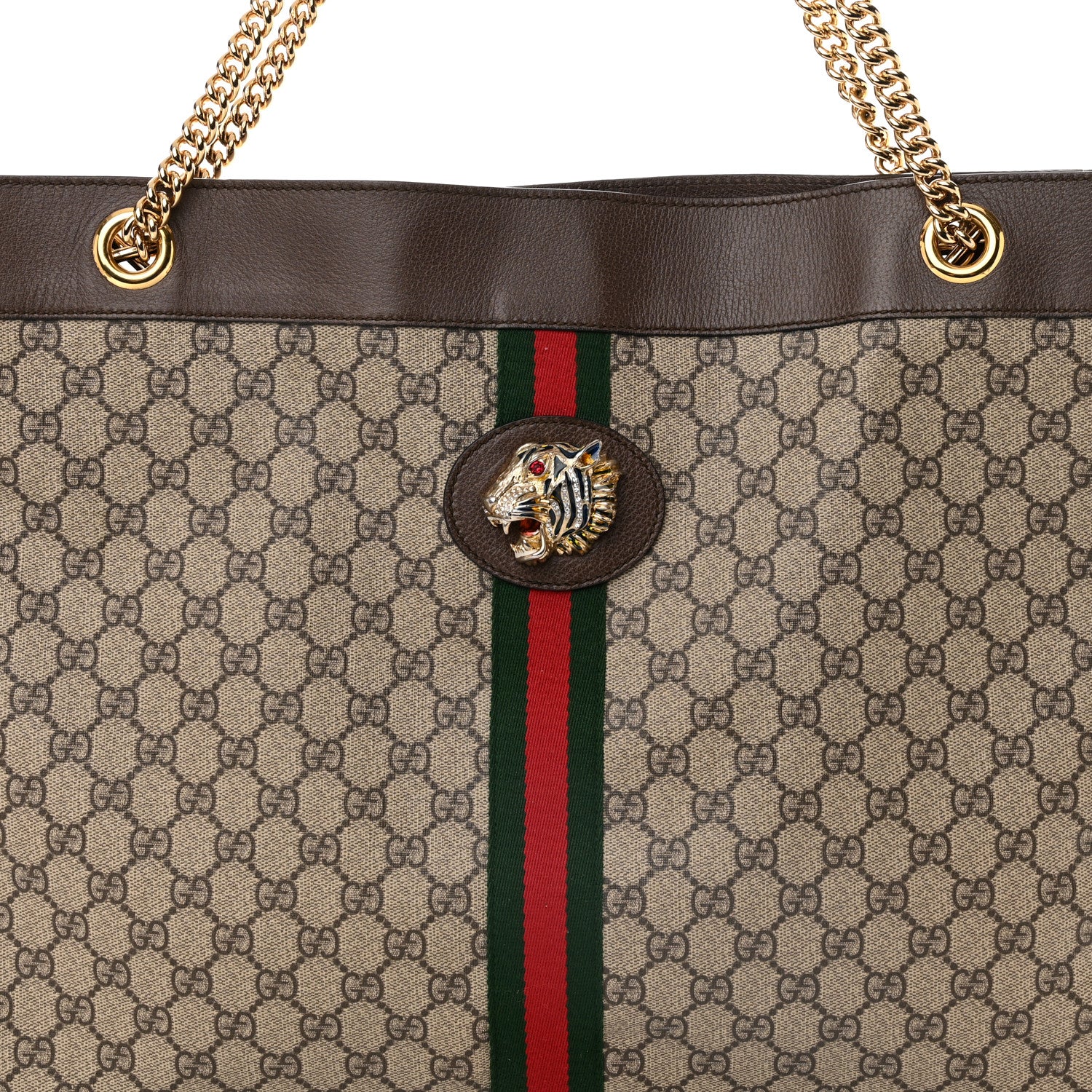 Gucci GG Supreme Monogram Large Rajah Chain Tote Beige New Acero 9 of 15