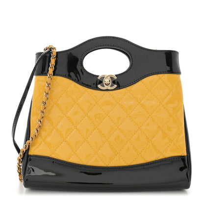 Chanel Patent Calfskin Quilted Mini 31 Shopping Bag Yellow Black 1 of 11